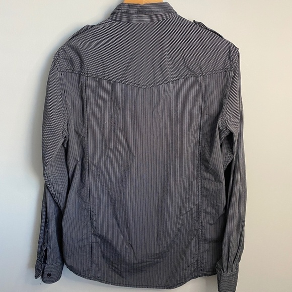 Esprit Men's Charcoal/Black Stripe Long Sleeve Button Up Shirt Size Medium - Picture 5 of 10